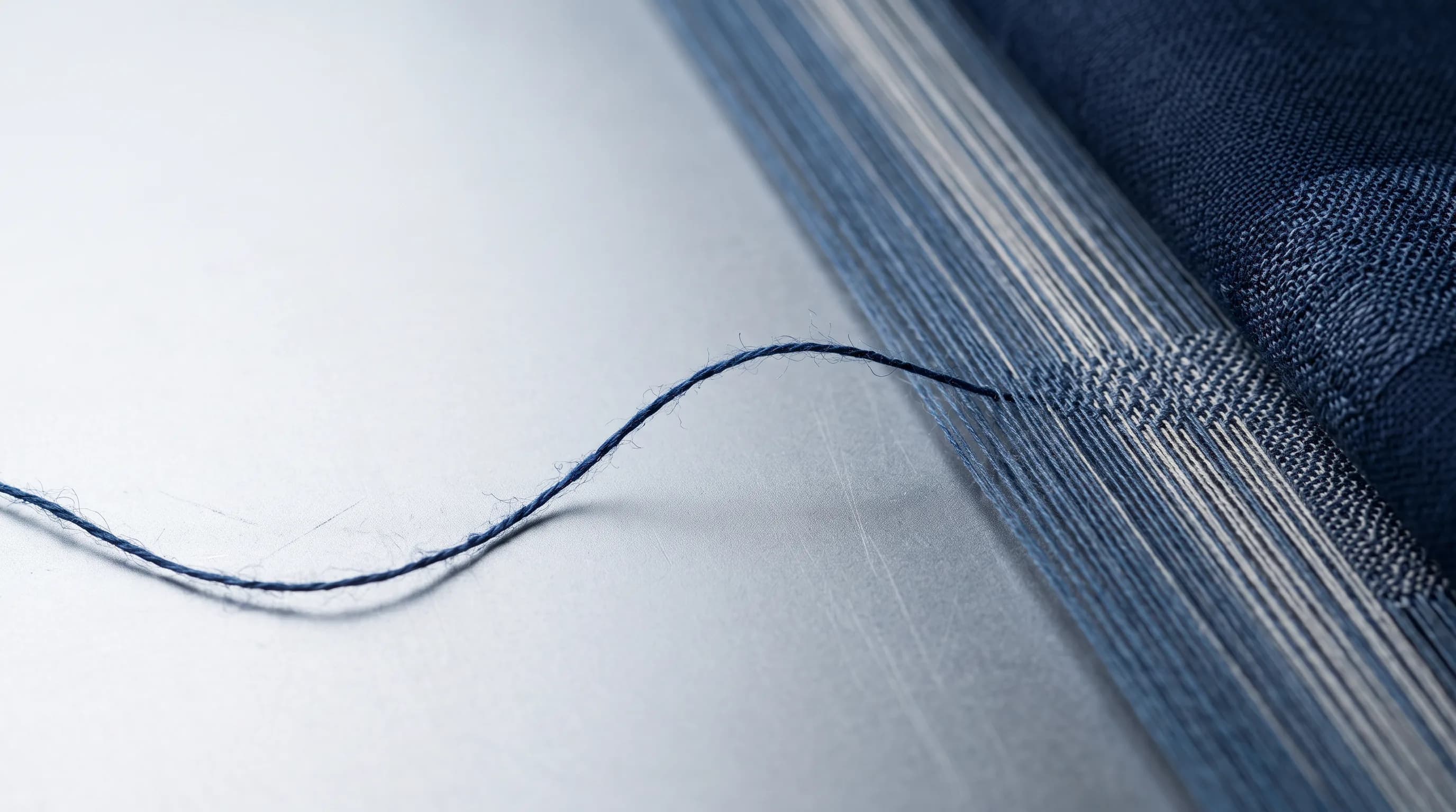 An indigo cotton thread joining woven fabric, generated illustration